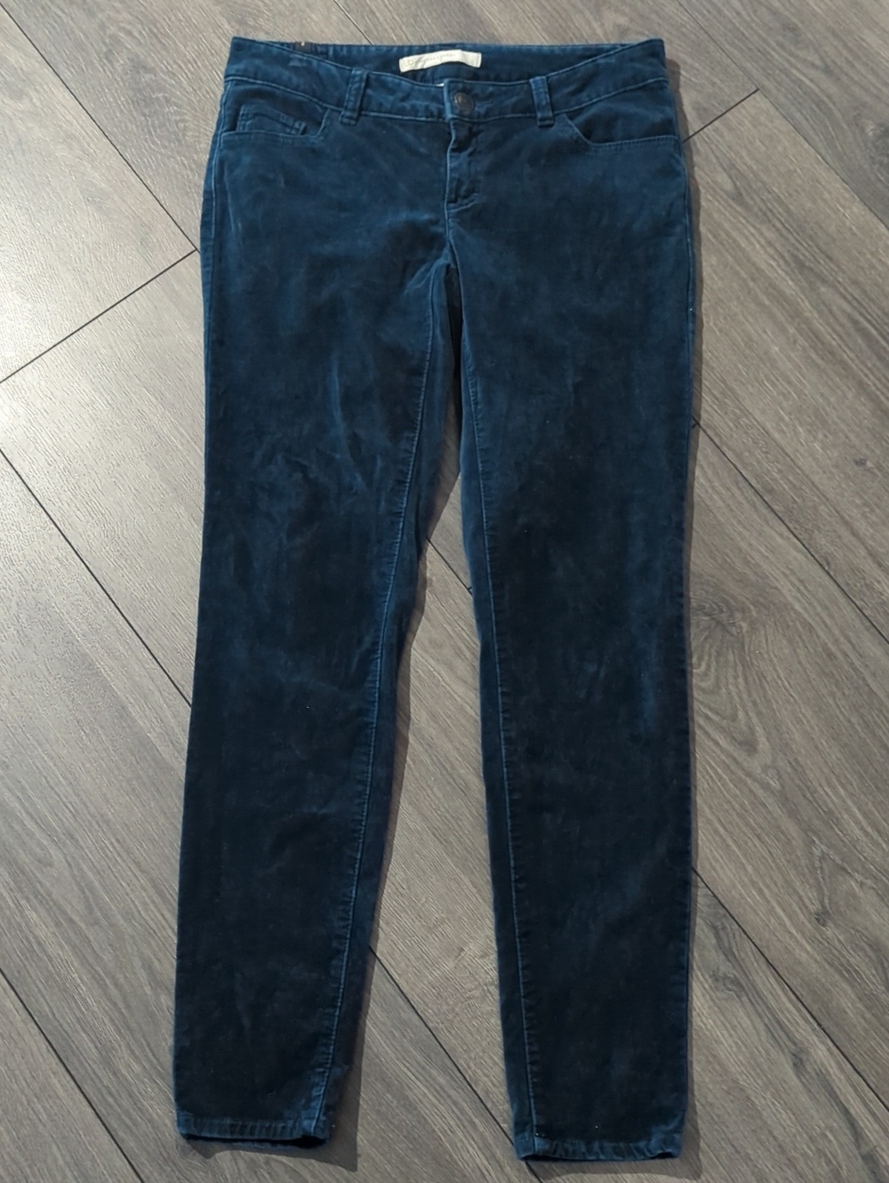 LC Lauren Conrad Deep Teal Skinny Velvet-Texture Jeans